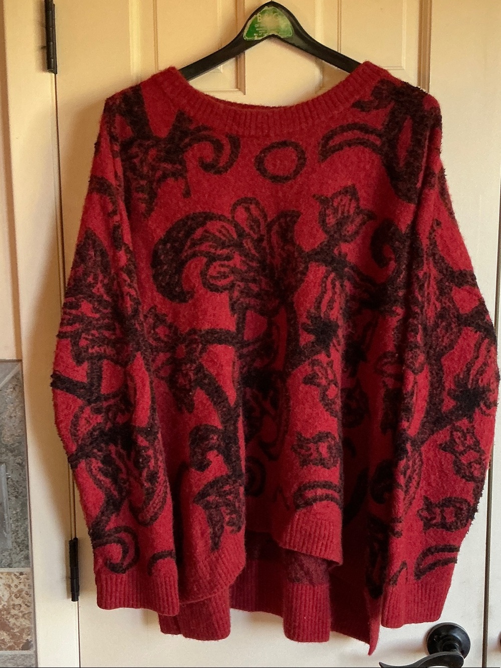 Peruvian Connection Baby Alpaca and Prima Cotton Red and Black Sweater